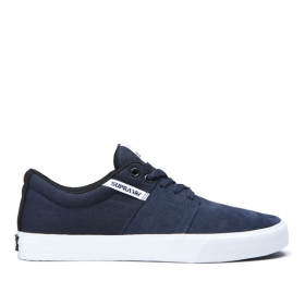 Tenis Bajos Supra STACKS II VULC Hombre Azul Marino/Blancas/Blancas (MX-59129)